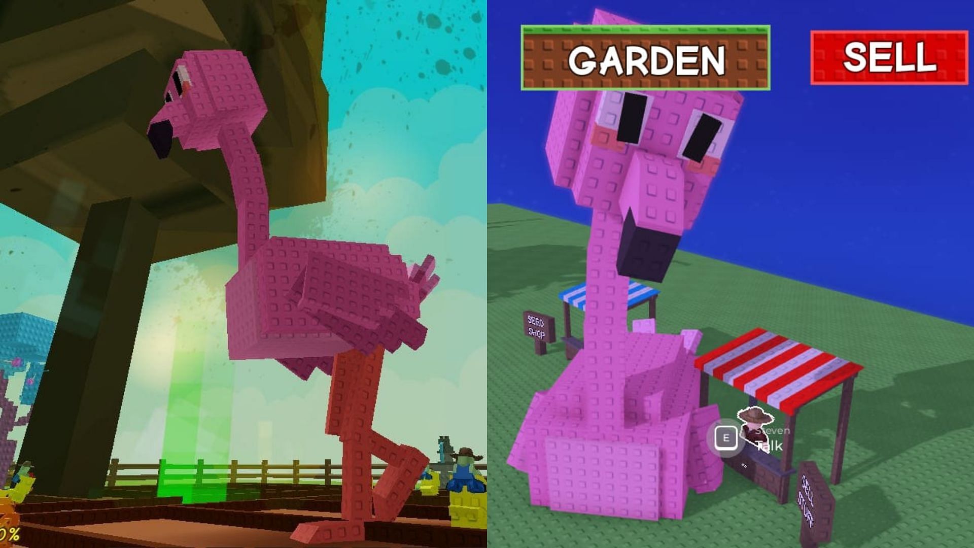 The Flamingo's passive ability affects both plants and fruits (Image via Roblox)